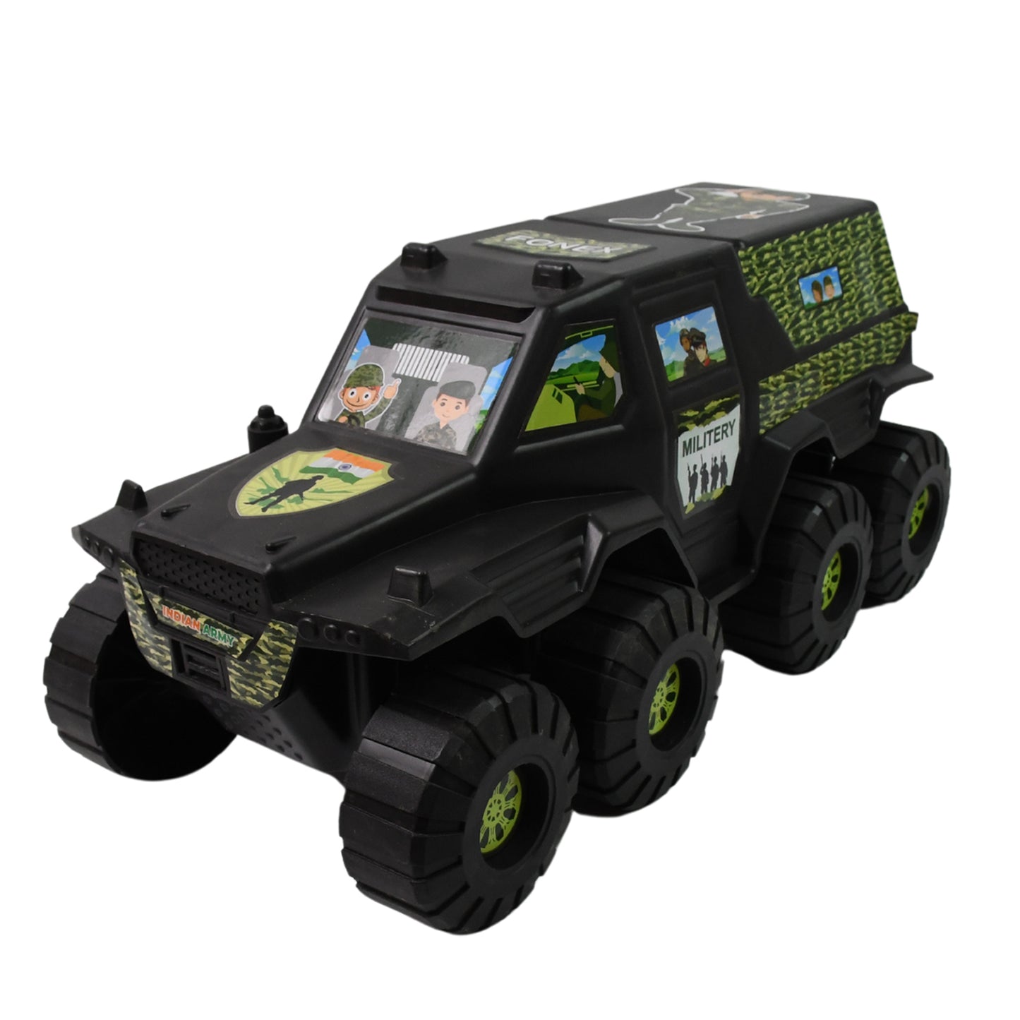 Big Military 8-wheel Plastic Car Toy (1 Pc) - Happy Price - Image 4