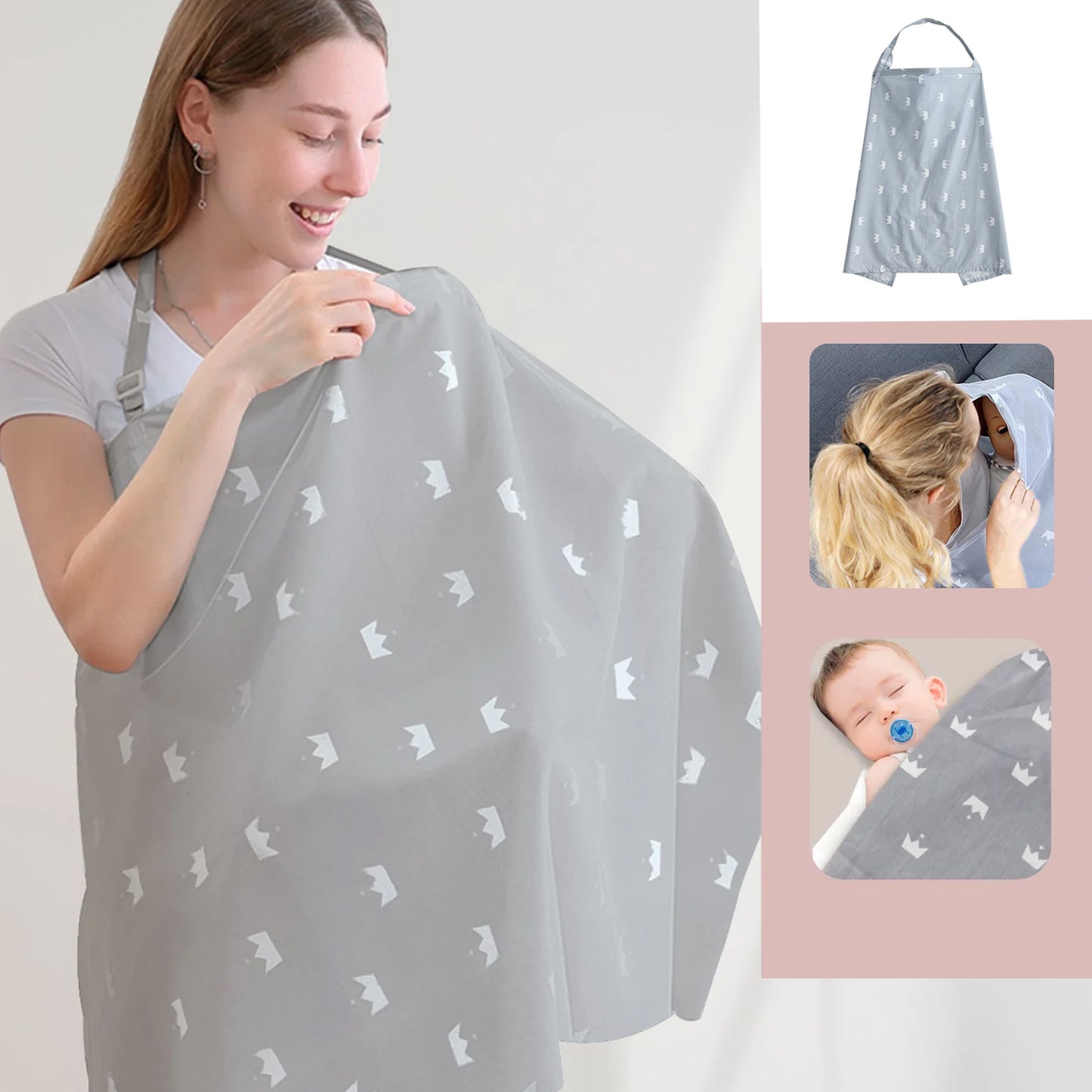 Soft Cotton Baby Nursing Cover (1 Pc) - Adjustable Privacy Shawl for Feeding, Stroller Shade, Blanket - Happy Price - Image 7