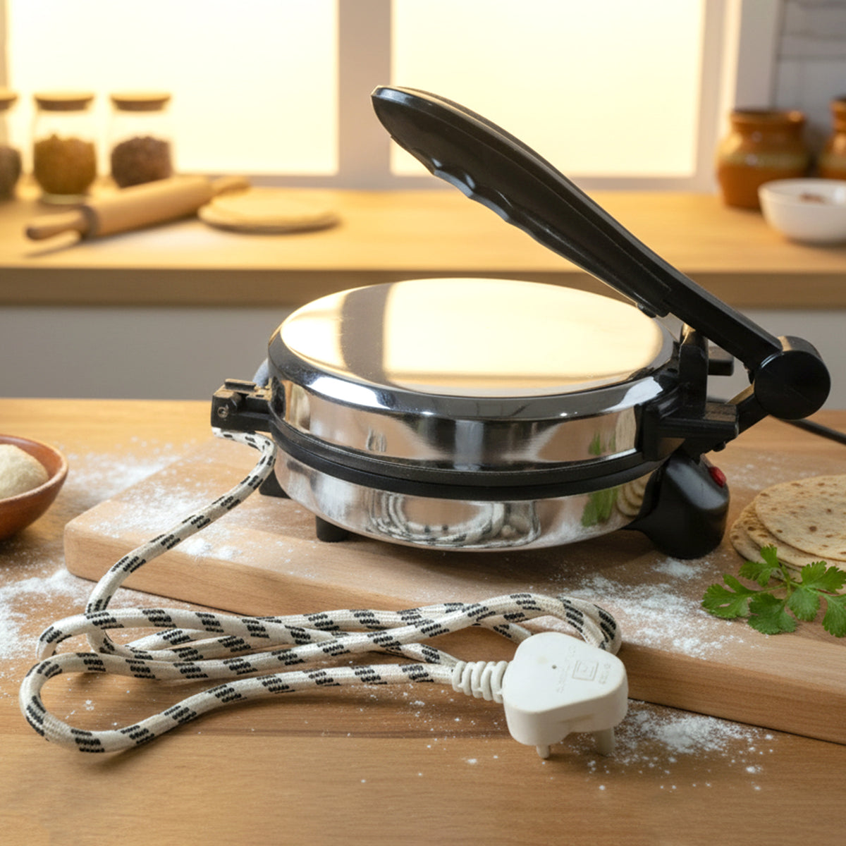 Electric Roti Maker with Stainless Steel Plate - 1 Pc - Happy Price - Image 6