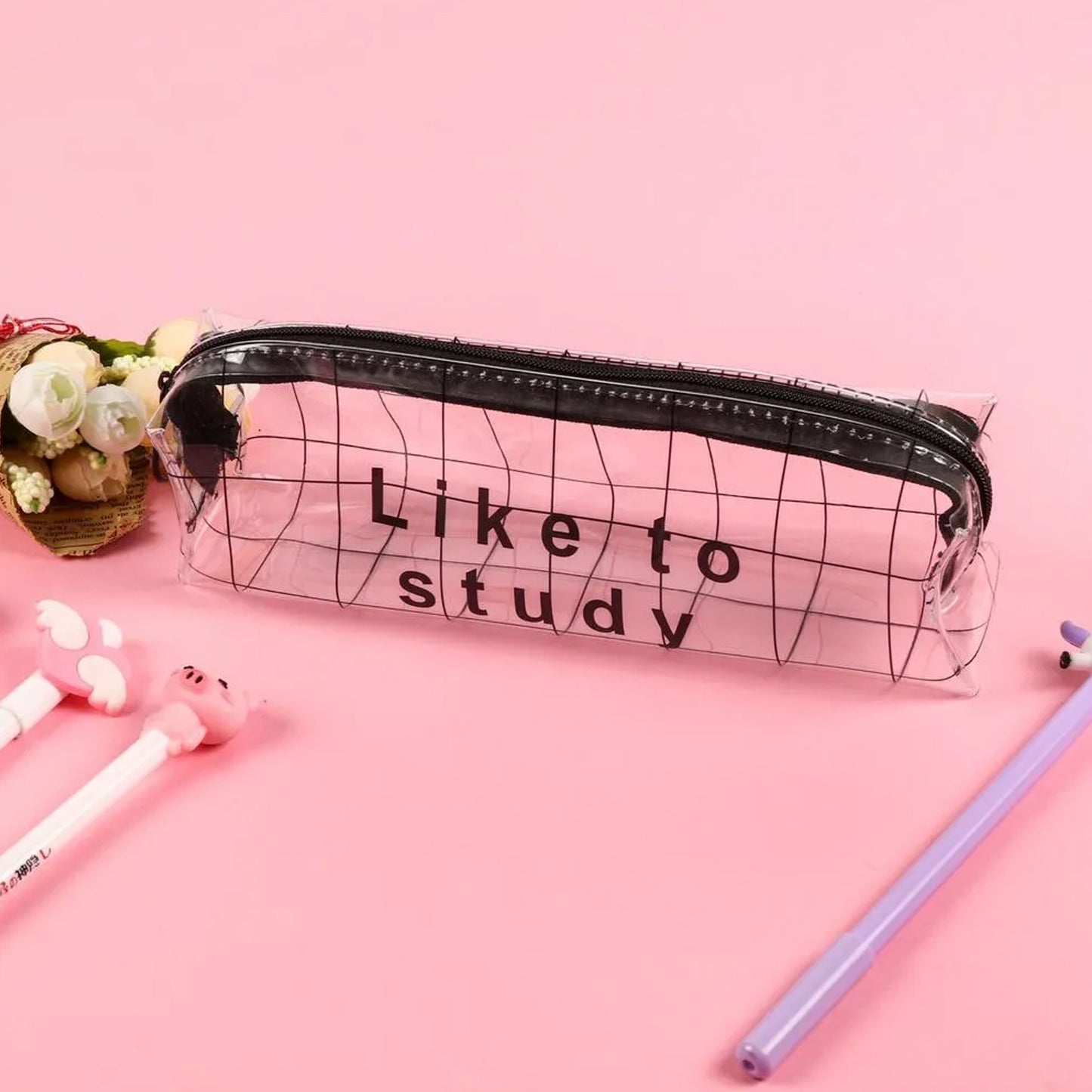 Plastic Transparent Pencil Pouch With Zipper (1 Pc) - Happy Price - Image 2