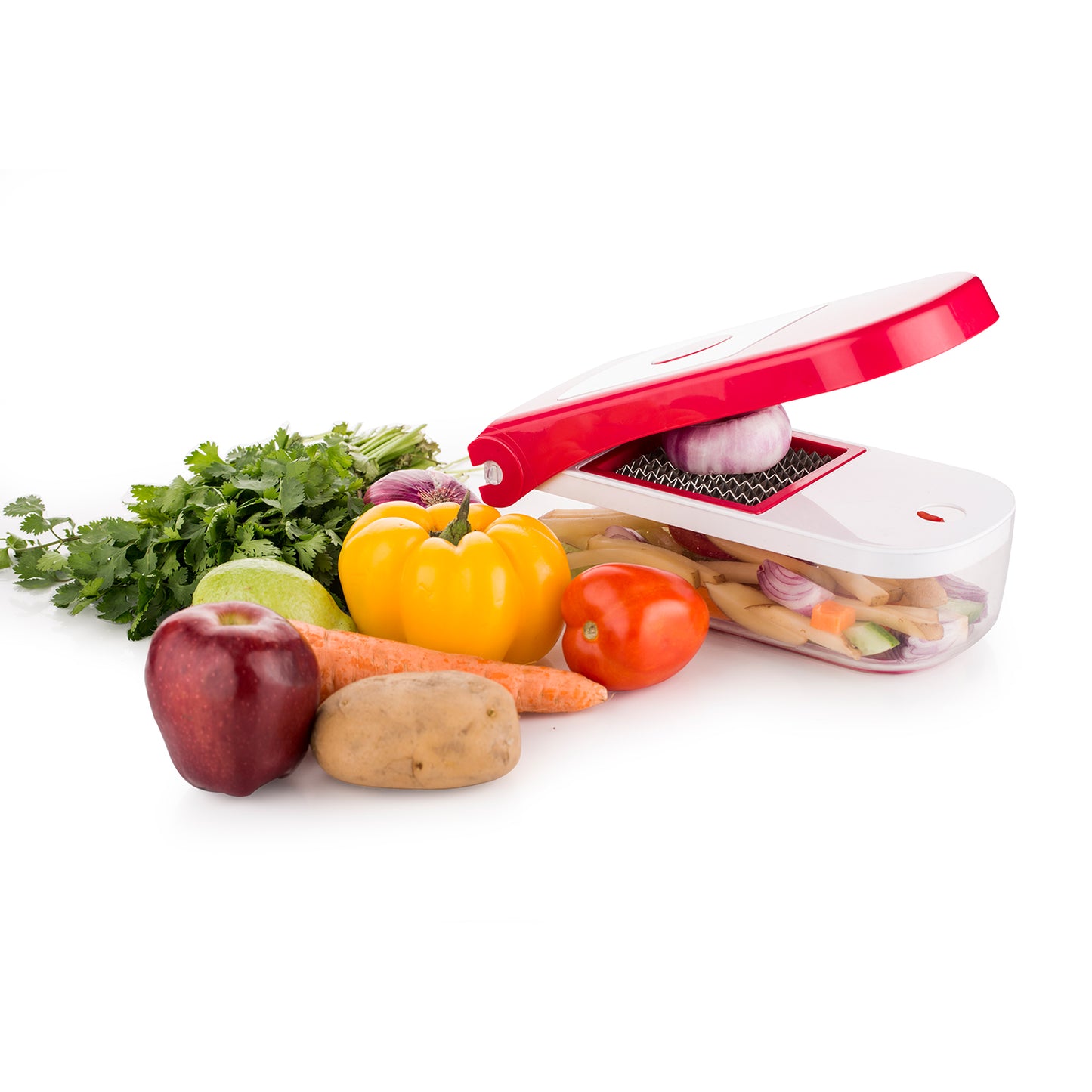 Ganesh Plastic Chopper Vegetable And Fruit Cutter Red - Happy Price - Image 5
