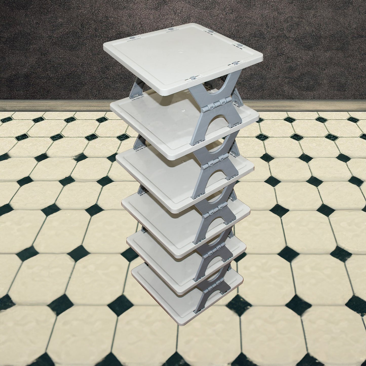 Smart Shoe Rack Shoes Stand Multifunctional Entryway Foldable Collapsible Door Shoe Rack Free Standing Heavy Duty Plastic Shoe Shelf Storage Organizer Narrow Footwear Home (1 Pc 4 Layer 6 Layer 8 Layer) - Happy Price - Image 2