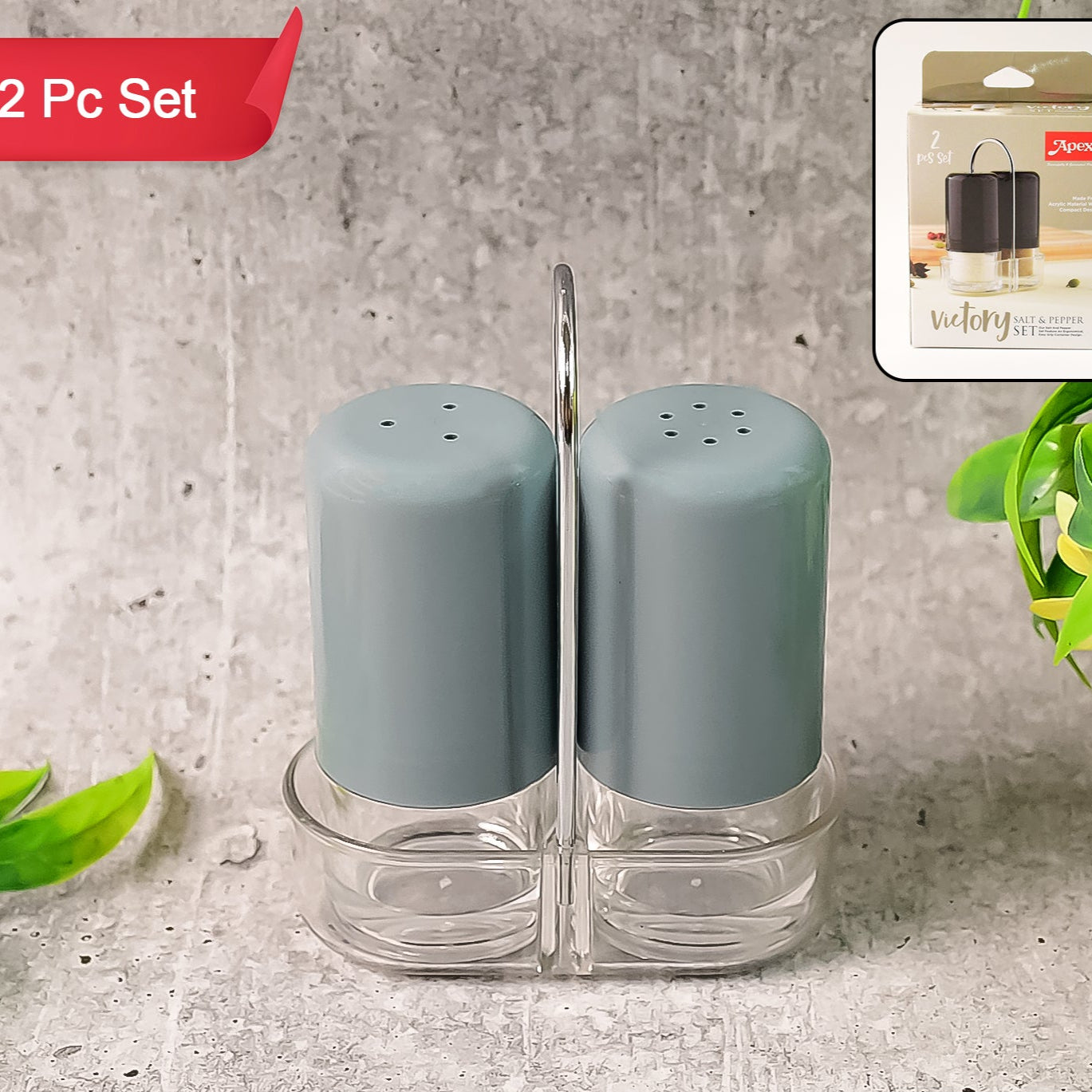 Apex Victory Salt Pepper Dispenser Set 2 Pcs Acrylic Seasoning Shaker - Happy Price - Image 1