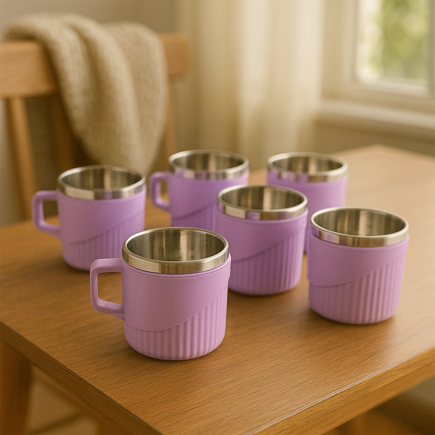 Set of 6 Sturdy Tea & Coffee Cups with Insulated Sleeves - Happyprice - Happy Price - Image 3