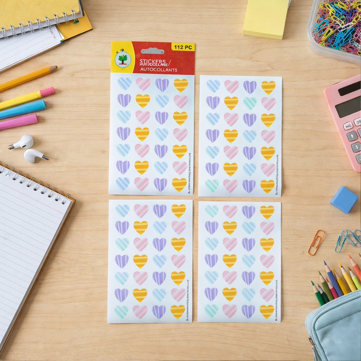 Heart Shape Decorative Stickers - 112 Pcs, 4 Sheets for Crafts & Journals - Happy Price - Image 2