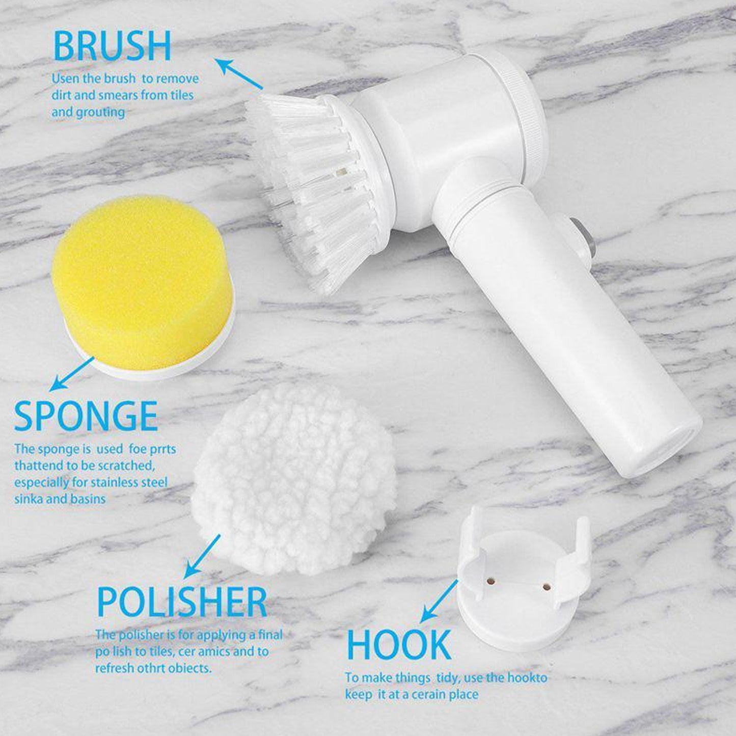 5in1 Home Kitchen Electric Cleaning Brush Electric Spin Scrubber - Happy Price - Image 3