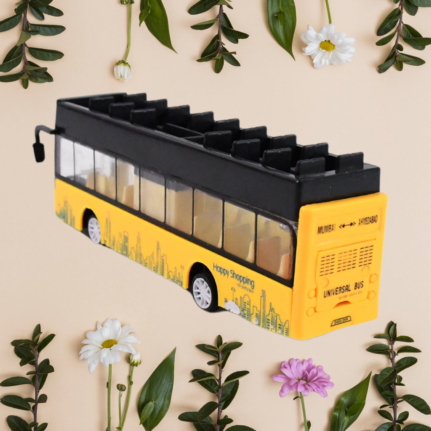 Die-cast Alloy London Double Decker Bus Toy with Pull-Back Action & Lights - Happy Price - Image 3