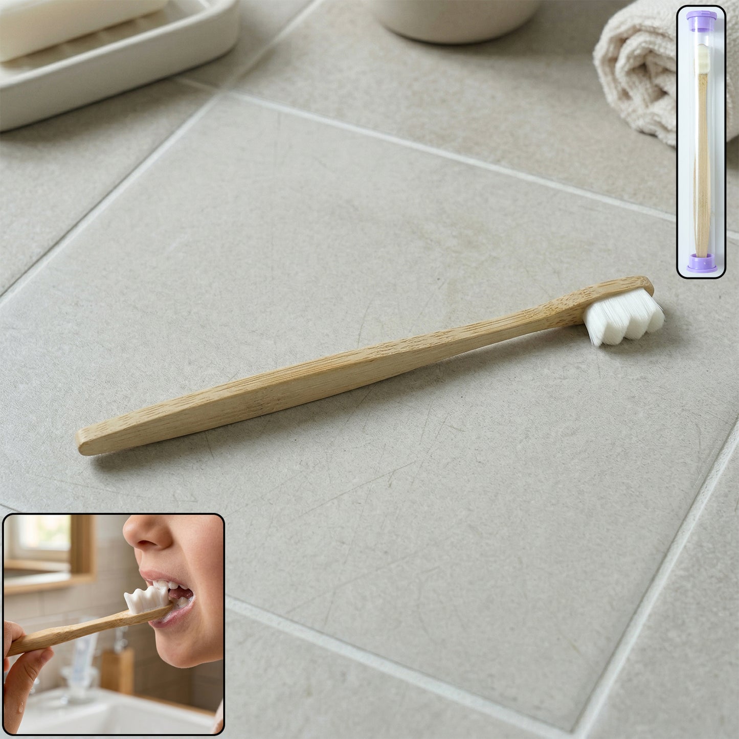 Natural Wooden Handle Toothbrush with Case - 1 Pc - Great Price - Image 2