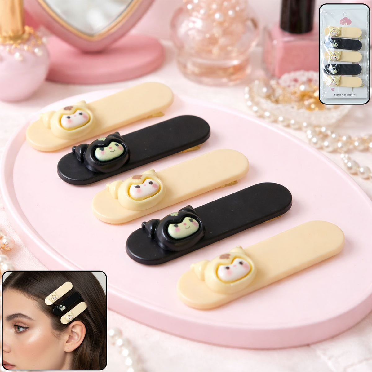 Cute Cartoon Hair Clips for Girls - 5 Pc Set - Happy Price - Image 2
