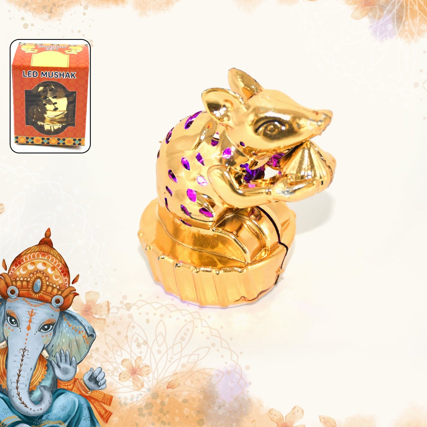 Multicolour Led Mushak Led Mooshak For Ganpati Decorations (1 Pc) - Happy Price - Image 2