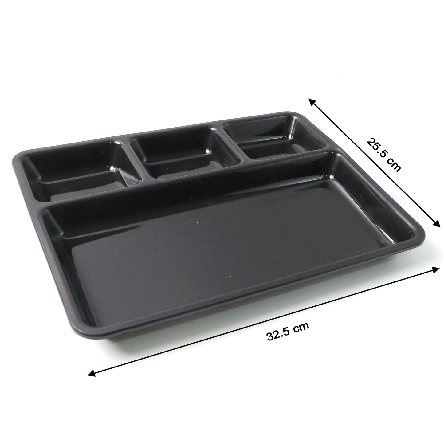 Plastic 4-Compartment Rectangular Meal Tray - 33x25 cm, 1 Pc Black Dining Plate - Happy Price - Image 3