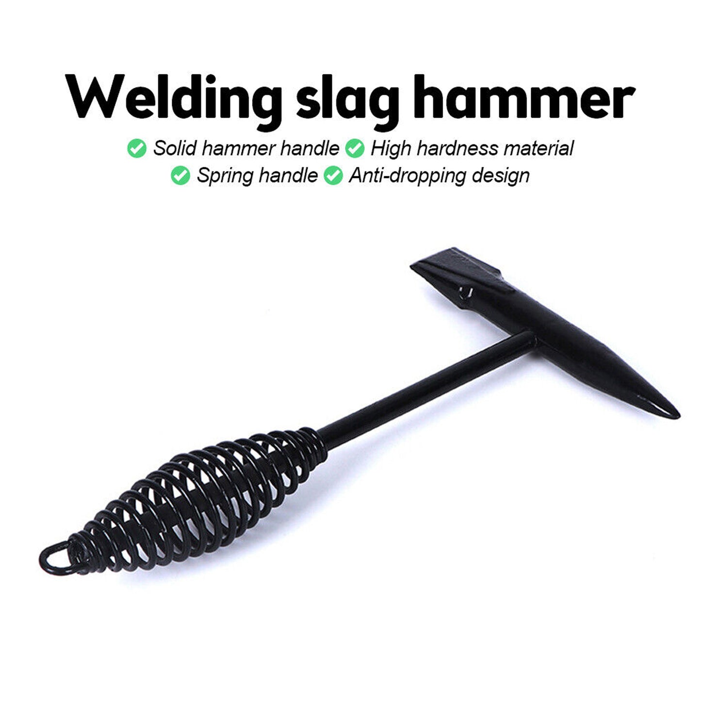 Welding Slag Removal Tool Chipping Hammer With Coil Spring Handle Mufti Functional For Cleaning Removing Slag Industrial Weld Slag Spatter Removal Tool Welding Hammer For Machinery Electrician (1 Pc ) - Happy Price - Image 3