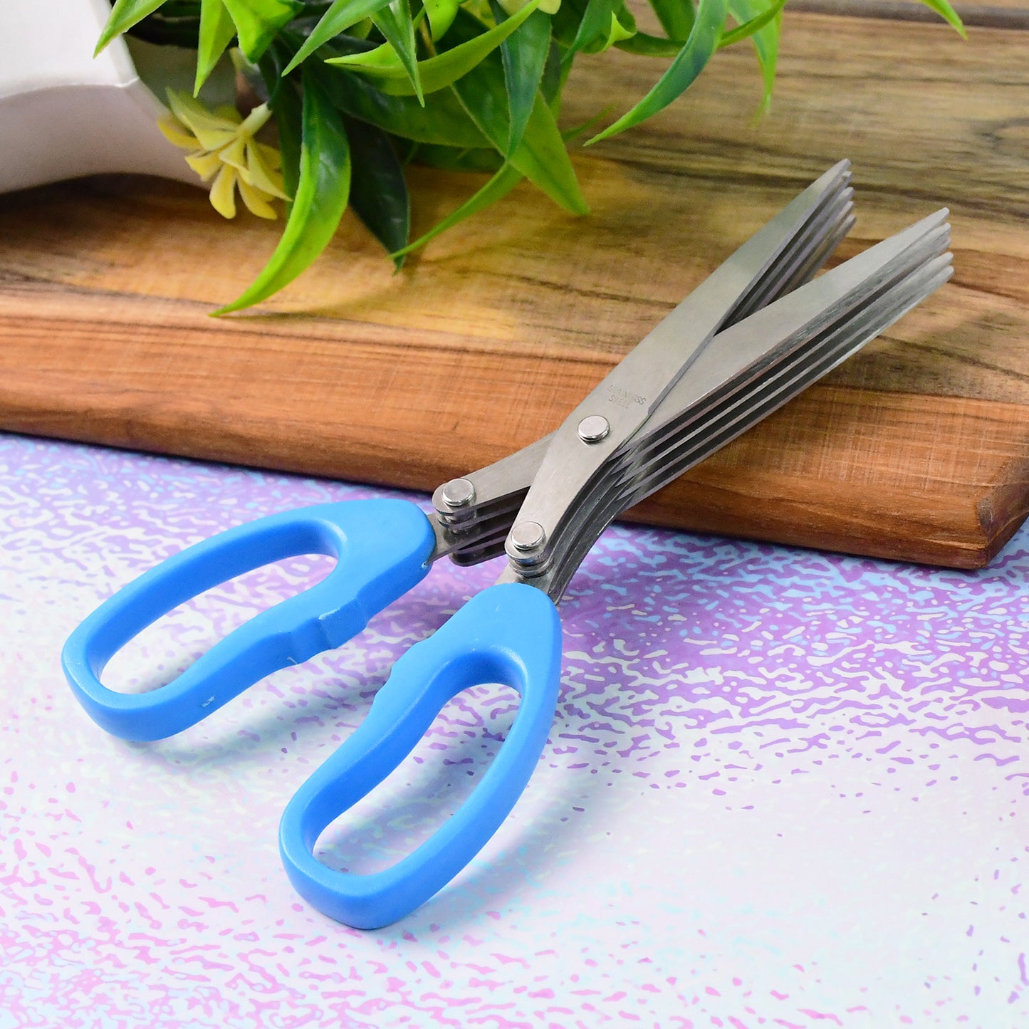5-Blade Stainless Steel Herb Scissors for Kitchen Use - Happy Price - Image 5
