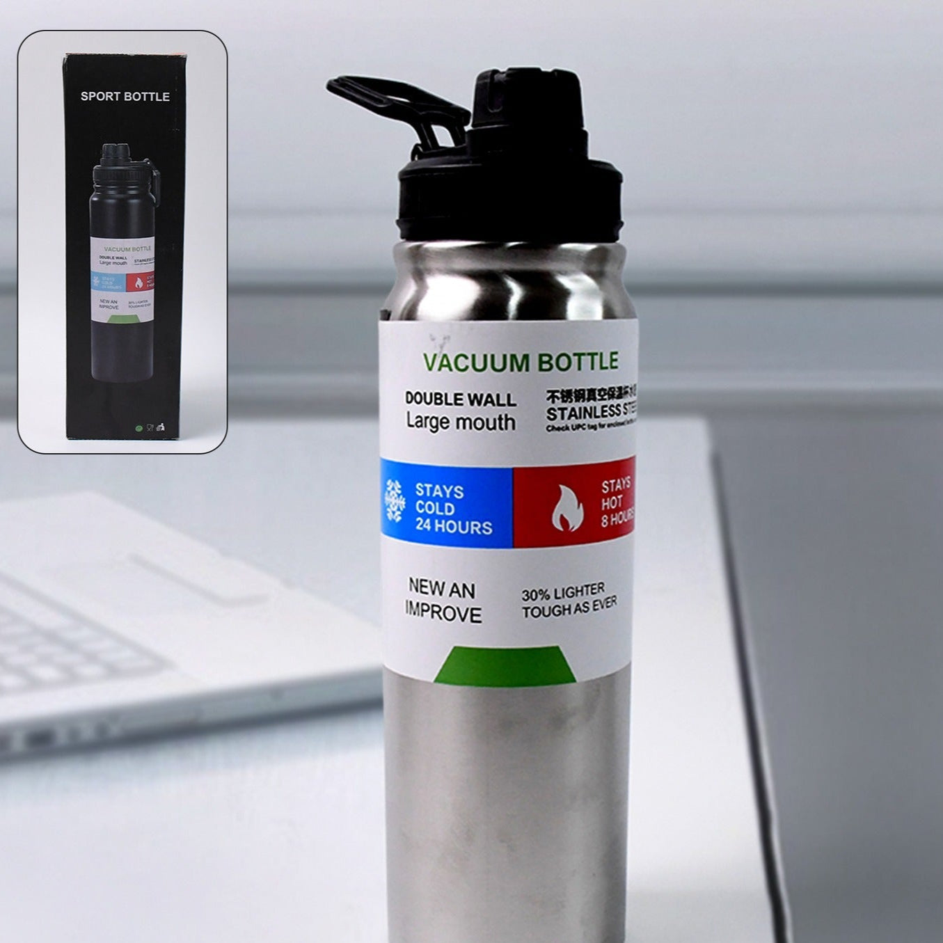 Stainless Steel Double Wall Vacuum-insulated Drink Water Bottle (800 Ml) - Happy Price - Image 1