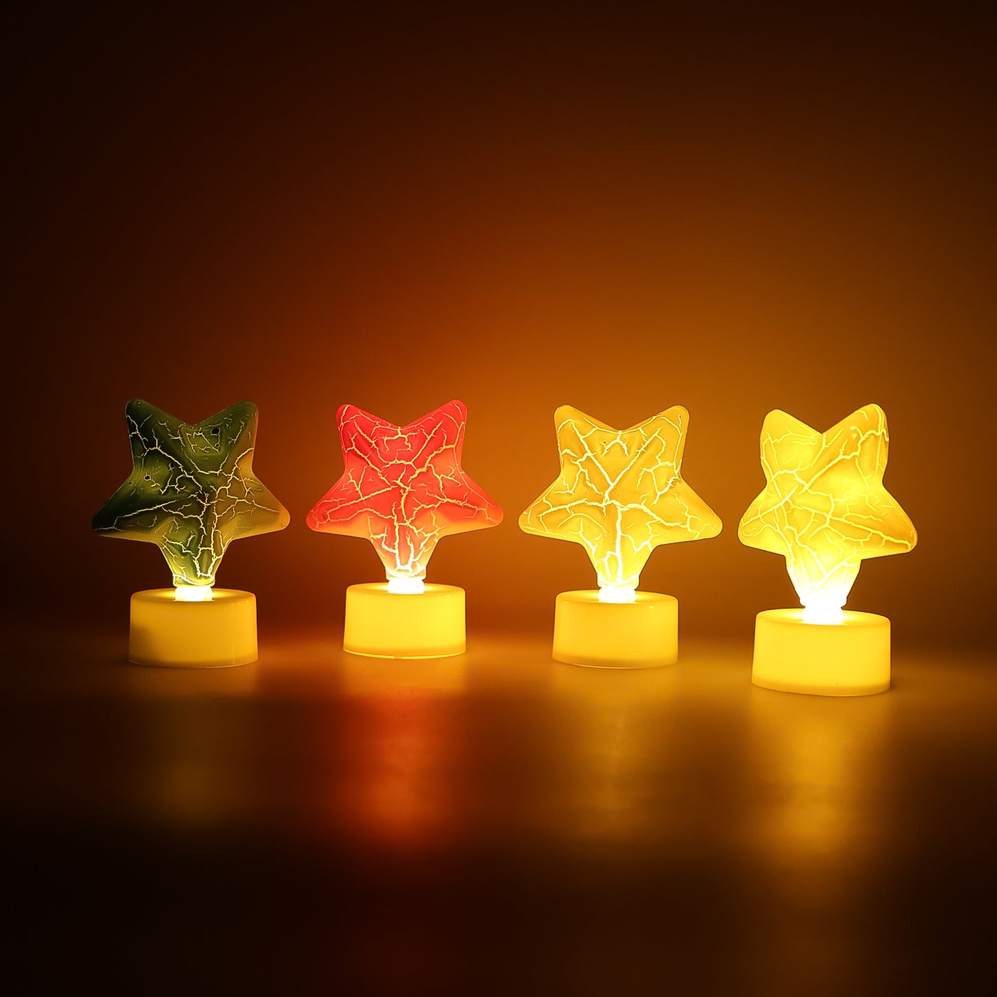 Set of 4 Star Shape Decorative LED Tealight Candles - Flameless & Battery Operated - Happy Price - Image 5