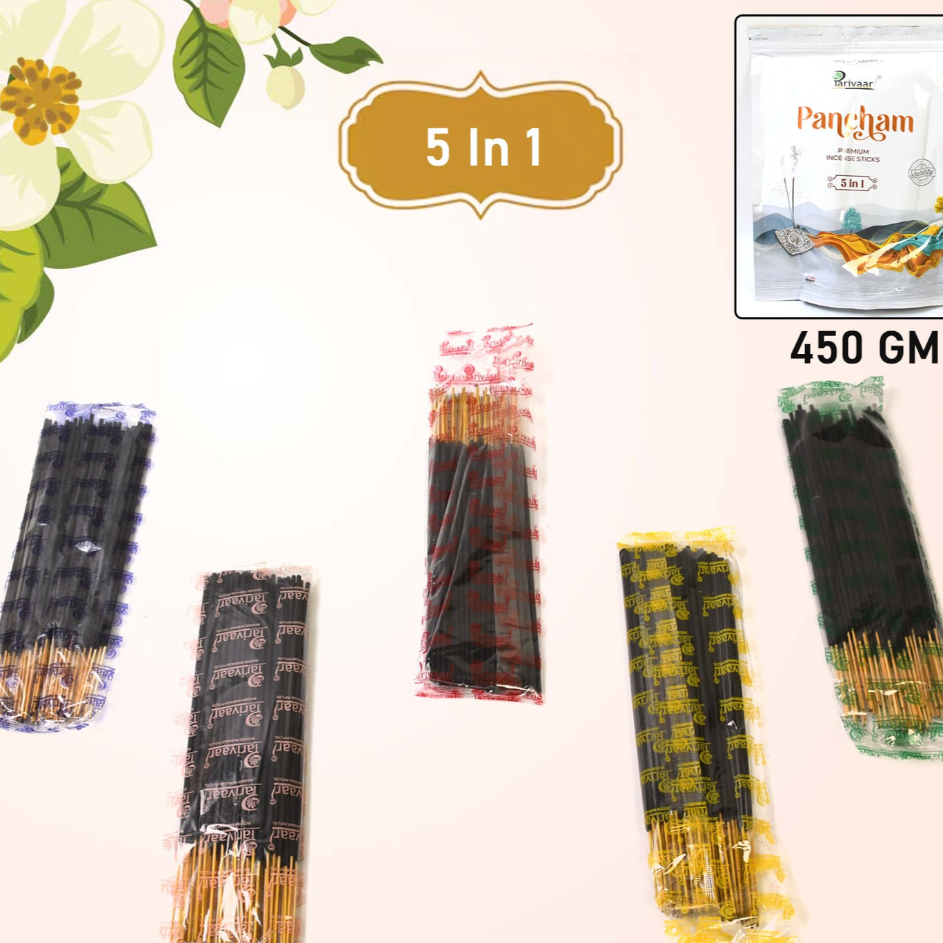 5in1 Pancham Premium Agarbatti Incense Sticks (450 Gm) - Happy Price - Image 1