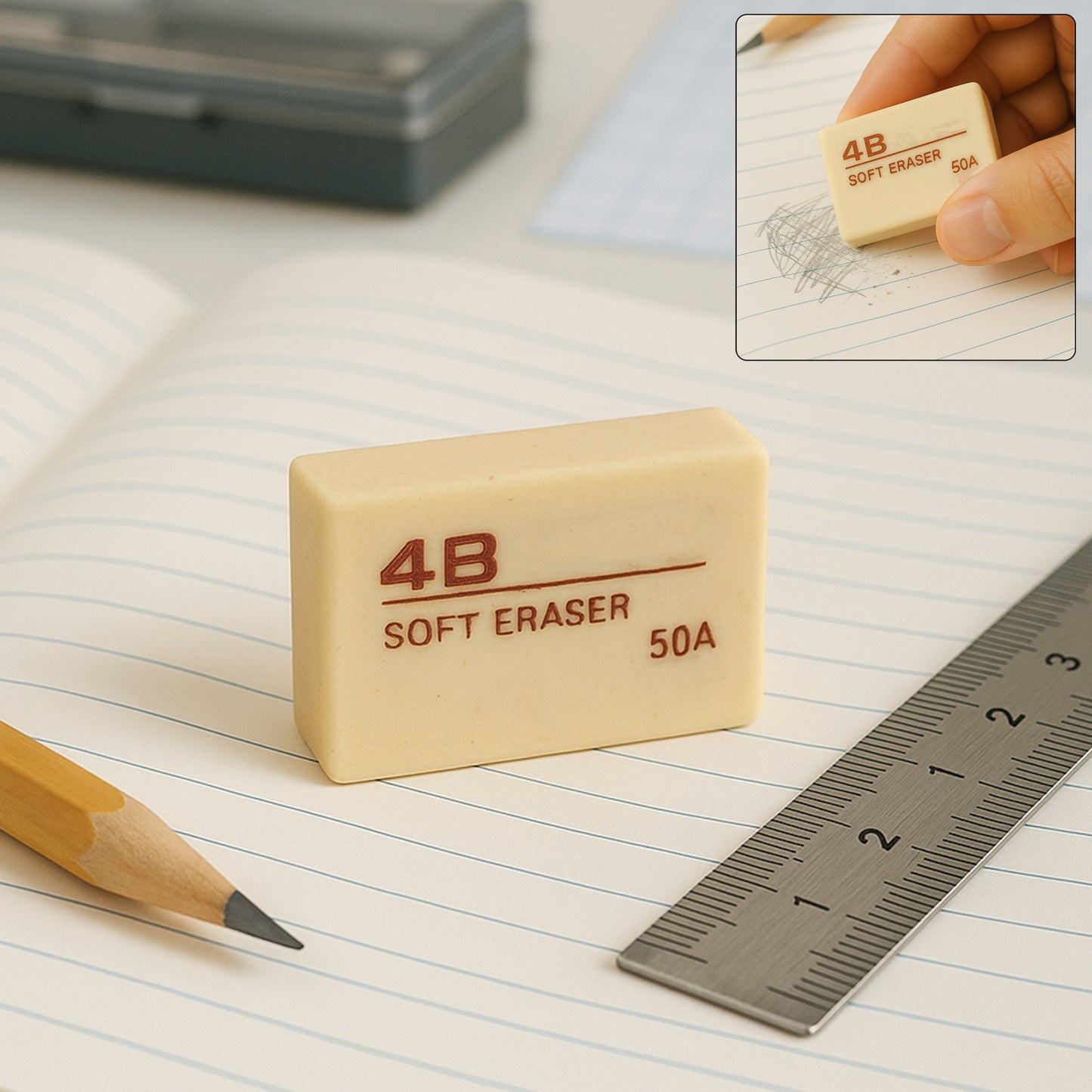 Premium 4B Soft Eraser - 1 Piece for Pencils & Sketches - Happy Price - Image 2