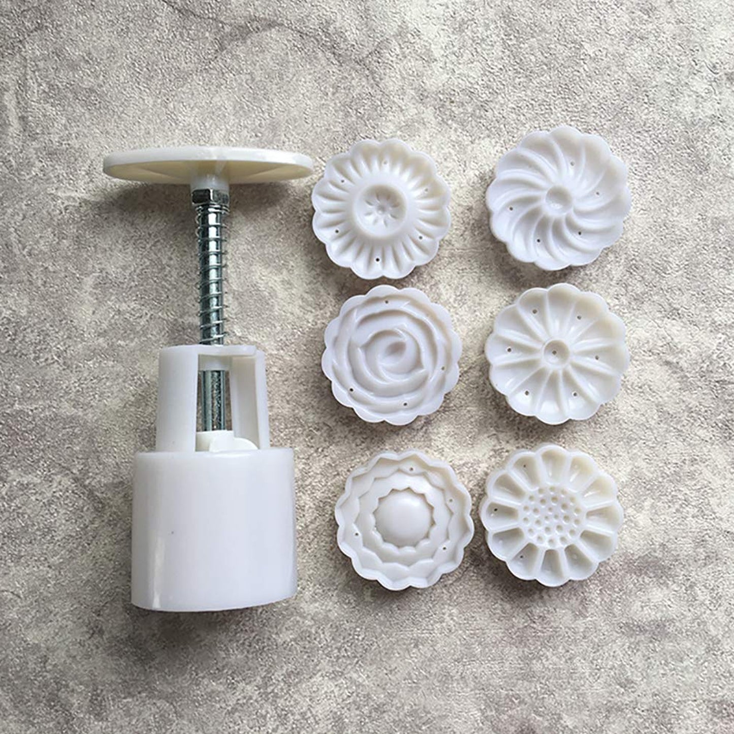 Mooncake Mold Set with 6 Flower Stamps - DIY Dessert Press - Happy Price - Image 3