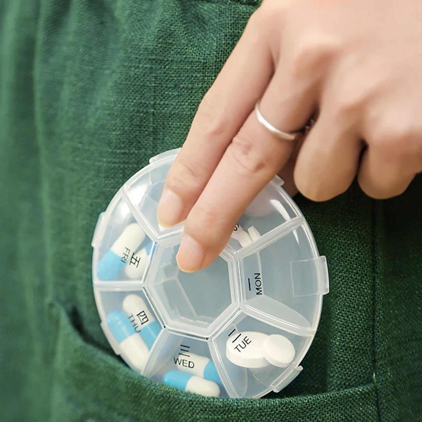 7-sided Portable Pill Box Medicine Planner Small Case - Happy Price - Image 3