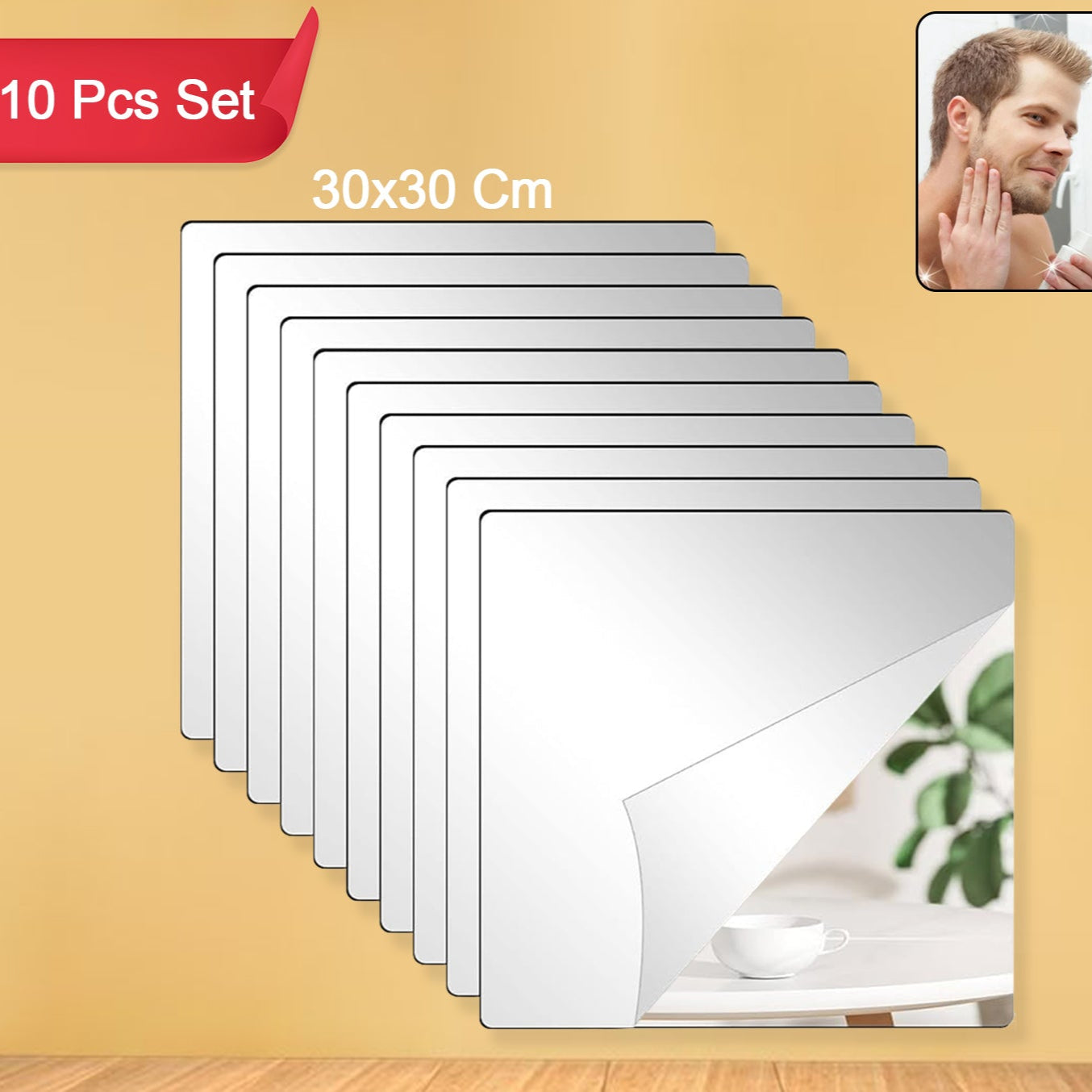 Flexible Acrylic Mirror Set (30x30 Cm 10 Pcs Set) - Happy Price - Image 1