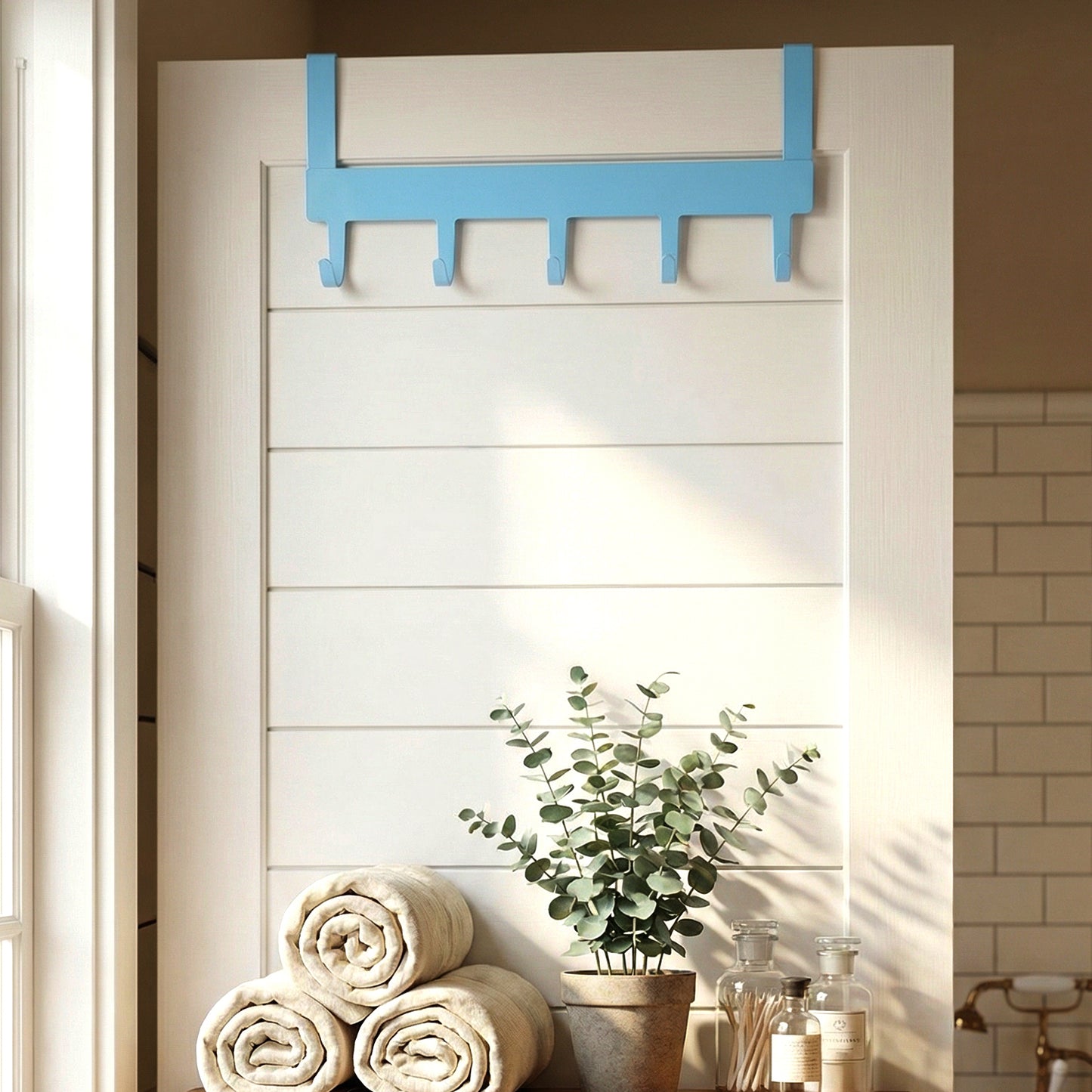 Metal 5 Hook Over-the-Door Organizer Rack (1 Pc) - Happy Price - Image 3