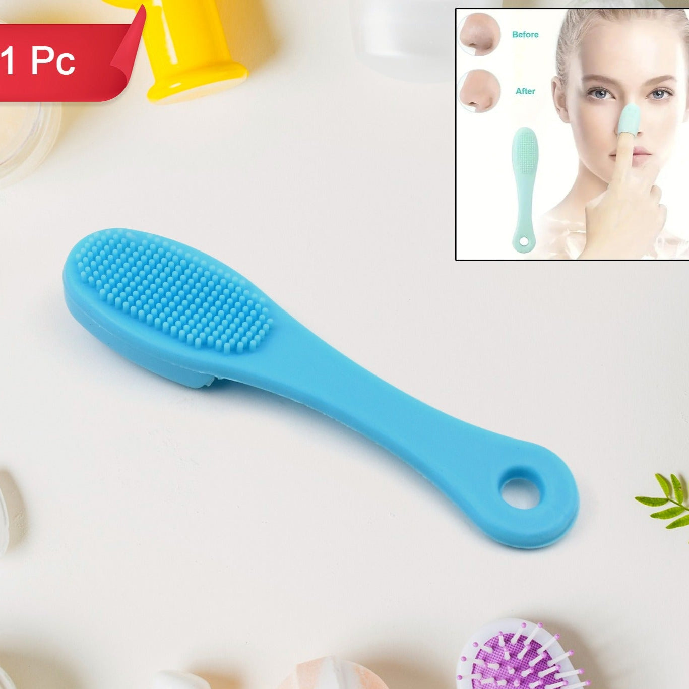 Silicone Makeup Cleaning Tool Finger Wash Face Scrubber Facial Cleansing Brush (1 Pc Mix Color) - Happy Price - Image 1