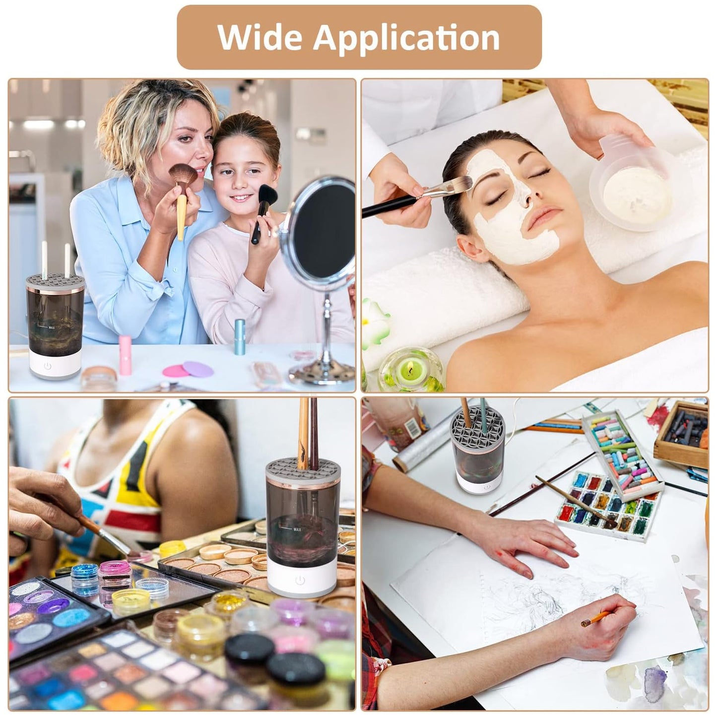 Automatic Makeup Brush Cleaner Fast Electric Brush Cleaner Hand Free Machine Super Clean Brush Washer Brushes Organizer Tool (1 Pc) - Happy Price - Image 6