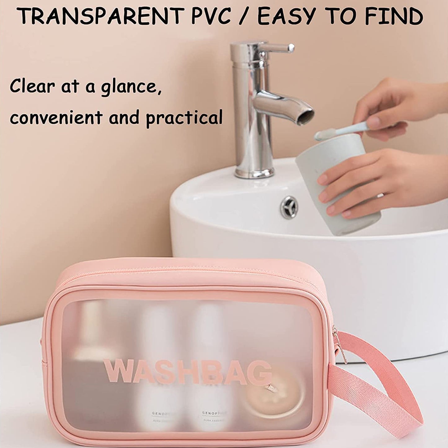 12682 Cosmetic Pouch Make Up Bag For Home Travel Toiletry Bag For Cosmetics Brushes Accessories Set Of 3 Small Medium Big - Wash Bag - Happy Price - Image 6