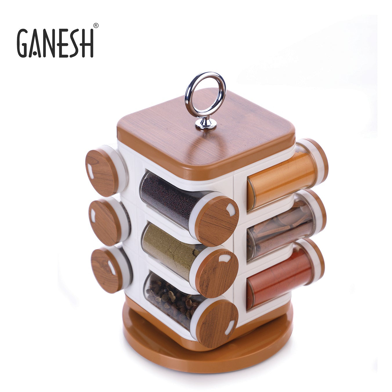 Ganesh 12-jar Revolving Spice Rack Masala Box - Happy Price - Image 1