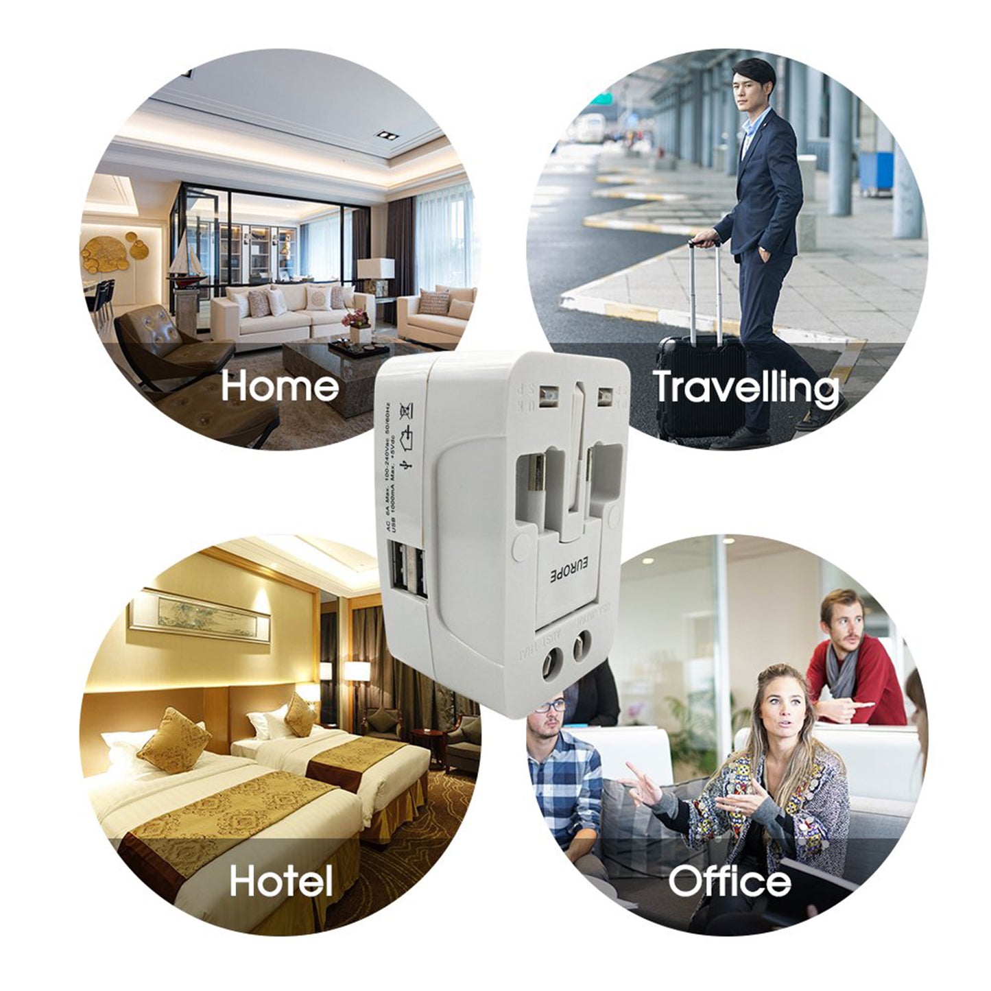 All-in-one Universal Worldwide Travelling Ac Adaptor Plug (Au Uk Us Eu) International Power Charger Electric Usb Power Plug Socket Adapter Converter (1 Pc) - Happy Price - Image 2