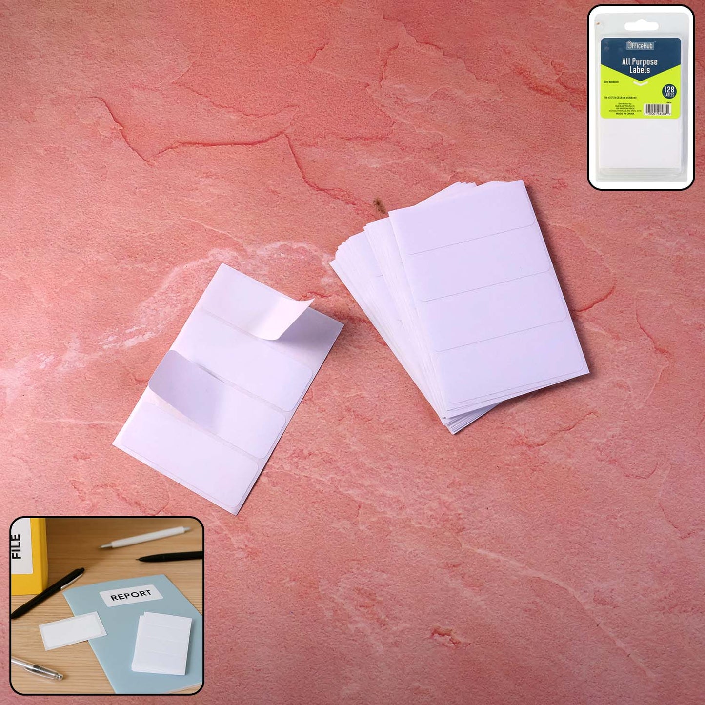 128 White Adhesive Labels - 1" x 2.75" All-Purpose Stickers for Home & Office - Happy Price - Image 2