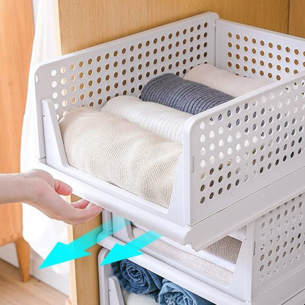 3 Layer Clothes Organizer For Wardrobe Cupboard Organizer For Clothes Foldable And Stackable Closet Organizer Drawer Organizer For Clothes Multi Purpose Plastic Drawer - Happy Price - Image 3