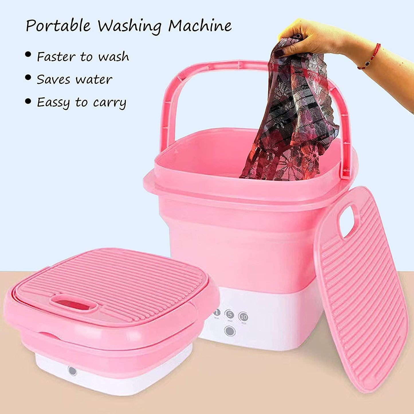 Foldable Electric Mini Washing Machine Bucket - Portable, USB Powered, 3 Timer Settings (1 Pc) - Happy Price - Image 7