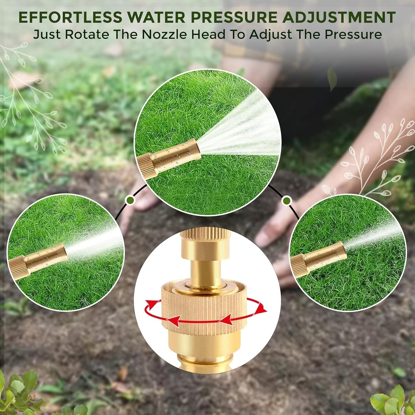 Heavy Duty Brass Garden Hose Spray Nozzle Set - Adjustable Water Jet for Cleaning & Gardening - Great Price - Image 6