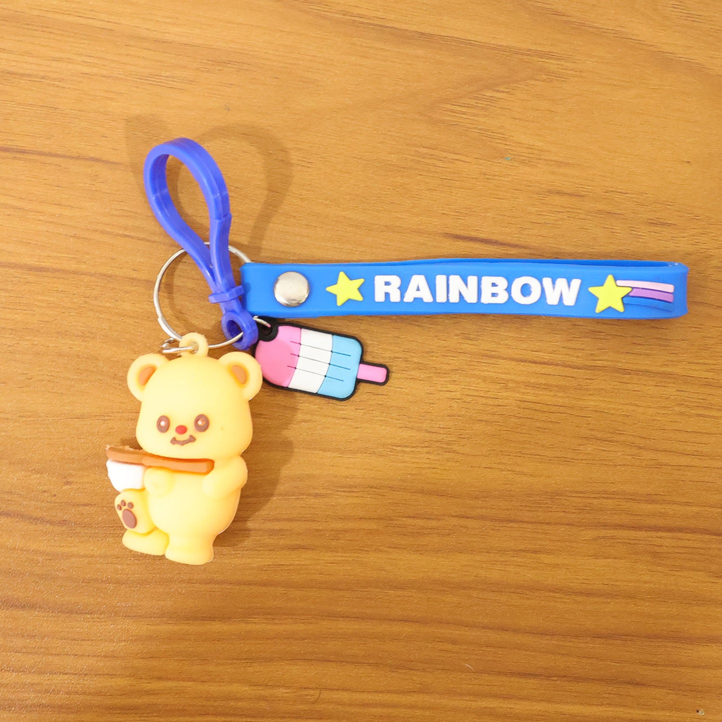 Cute Bear Charm Keychain with Rainbow Strap - 1 Pc - Happy Price - Image 7