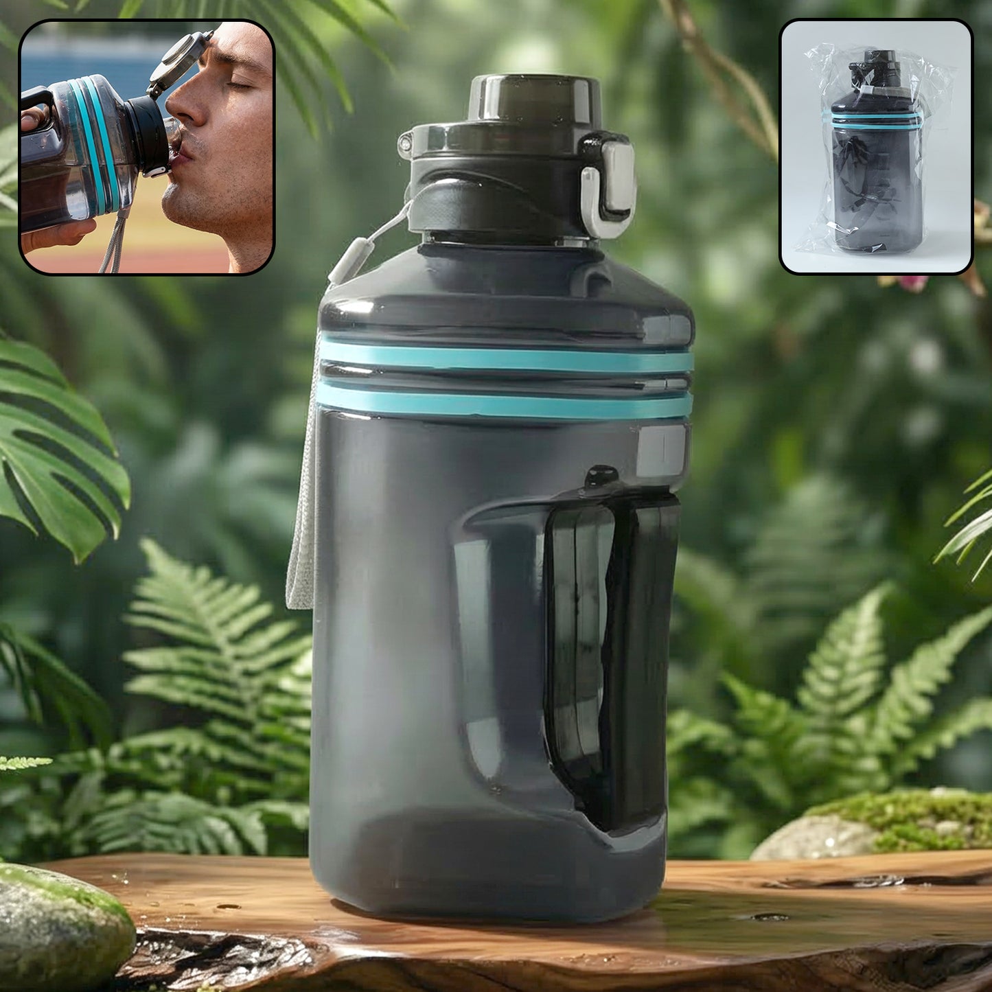 1500 ML Square Water Bottle with Handle and Flip Cap - 1 Pc - Great Price - Image 2