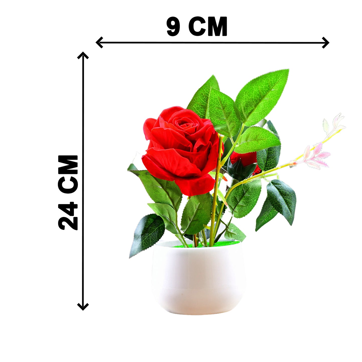 Artificial Rose Flower Plant With Pot For Home Office Or Gift - Happy Price - Image 4