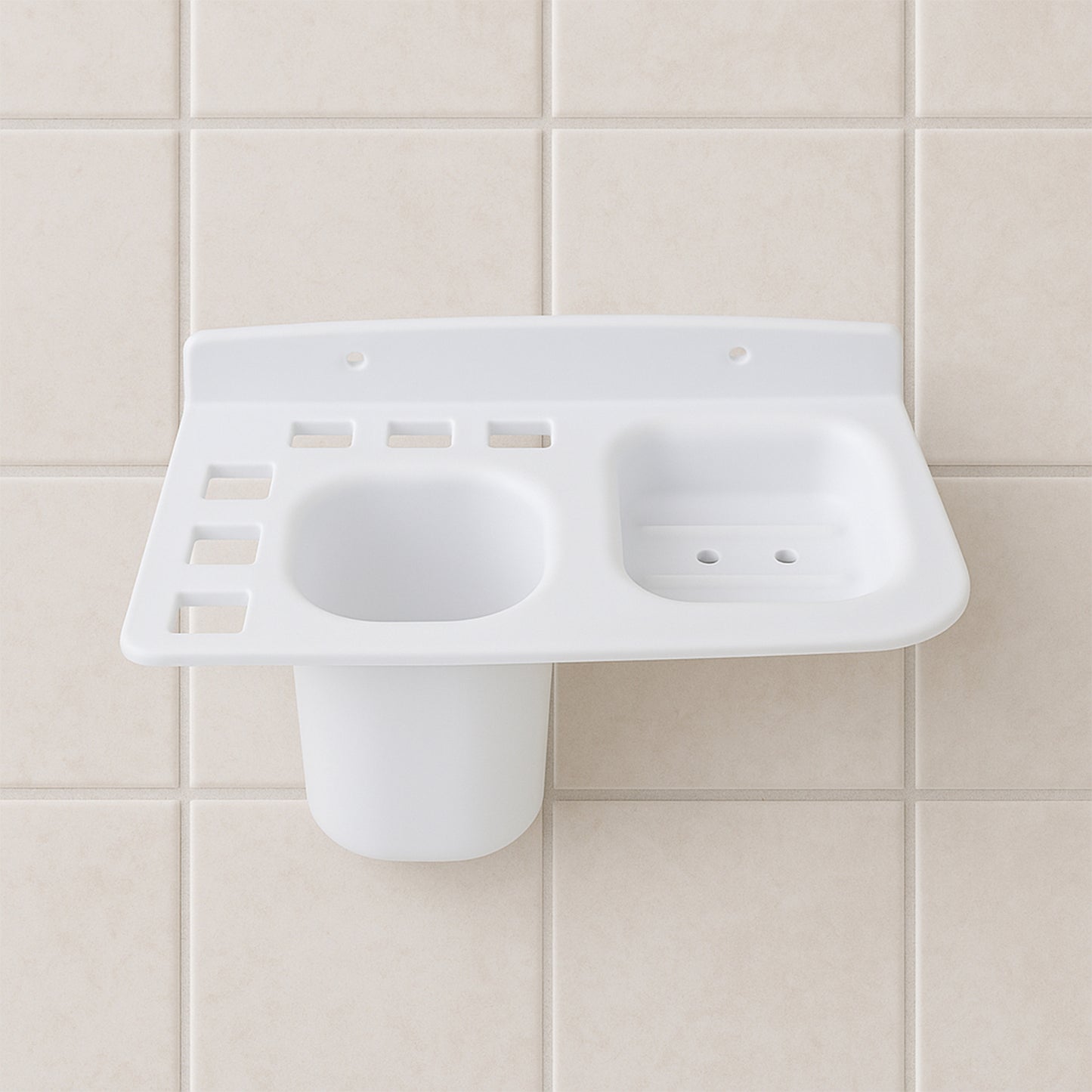 3in1 Wall Mounted Multi-compartment Toothbrush Soap Holder With Cup (1 Pc) - Happy Price - Image 5