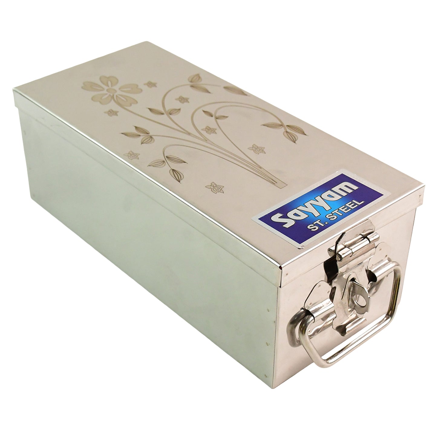 Premium Stainless Steel Velvet Lined Jewellery Storage Box With Lock And Red Interior - Happy Price - Image 2