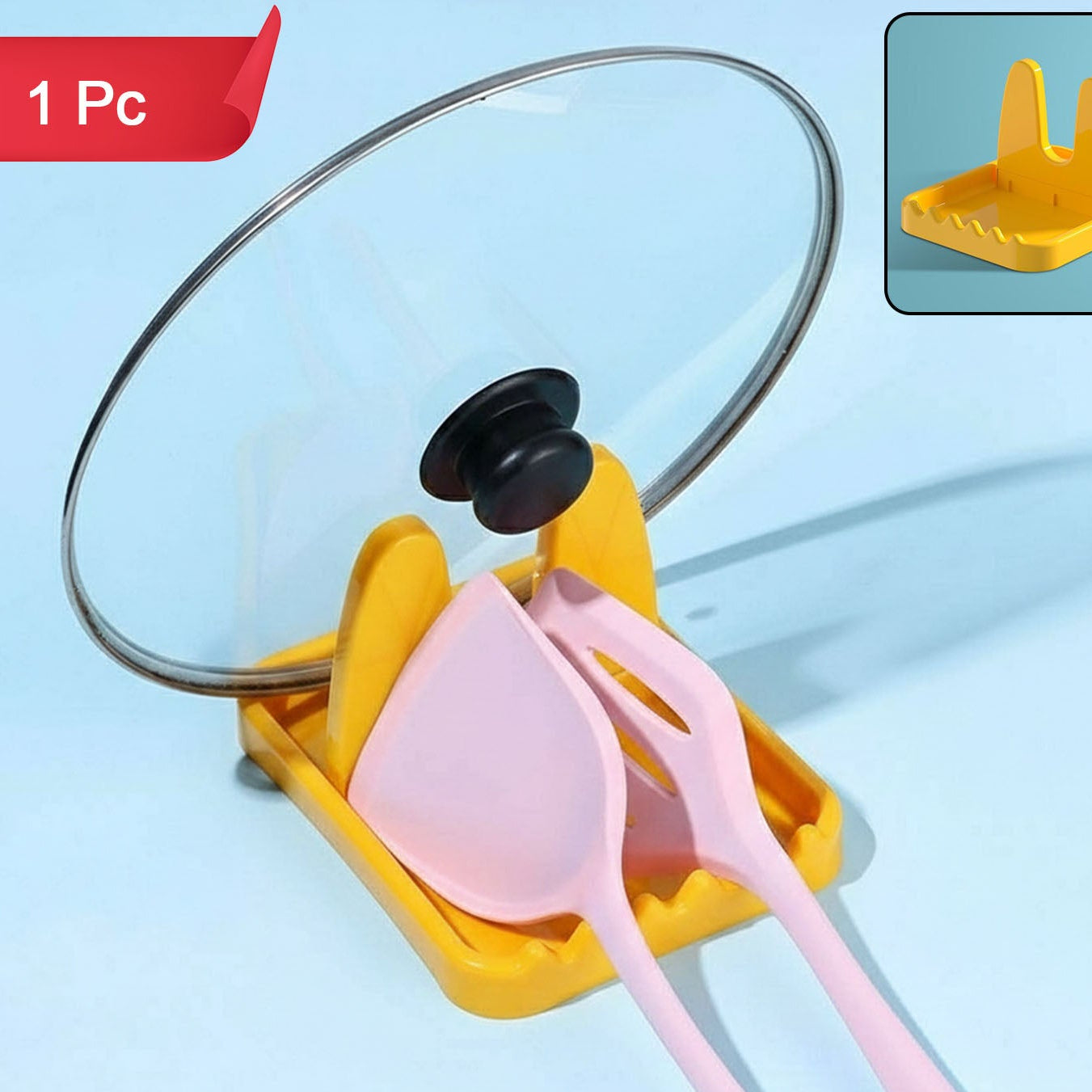 Kitchen Lid and Spoon Holder Stand - Utensil Rest for Cooking (1 Pc) - Happy Price - Image 1