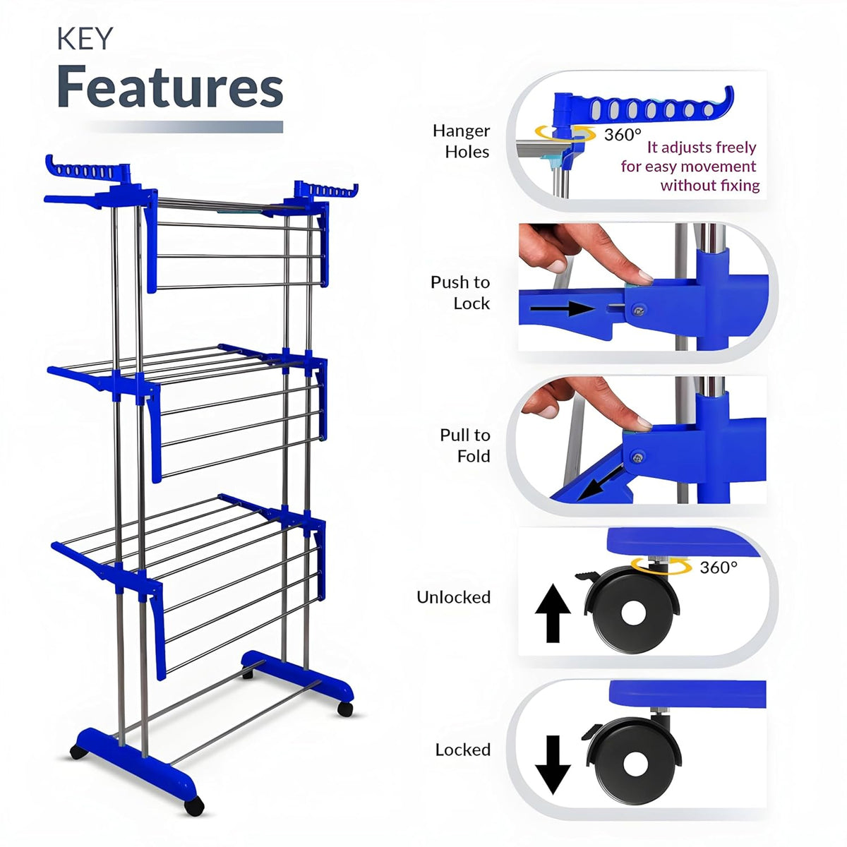 Foldable Stainless Steel Clothes Drying Stand Rack - Happy Price - Image 6