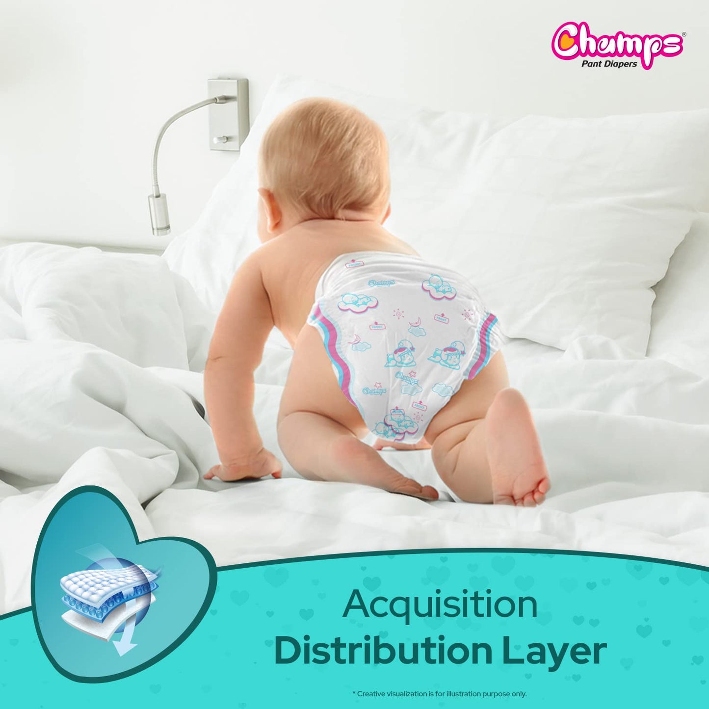 Champs Soft And Dry Baby Diaper Pants 62 Pcs (Large Size) - Happy Price - Image 3