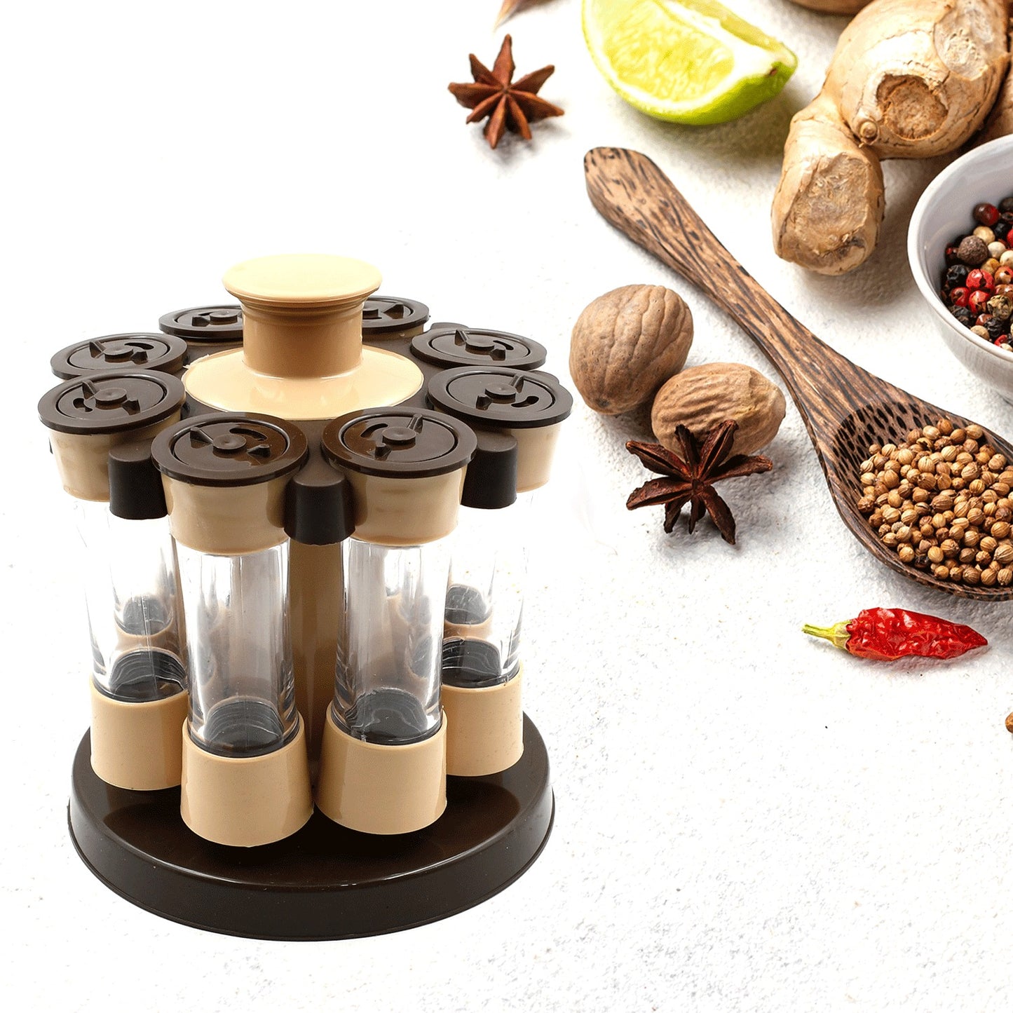 360 Revolving Spice Rack For Kitchen And Dining Table 8 Spice Jars With 120 Ml Condiment Set Herb Seasoning Organizer - Happy Price - Image 2