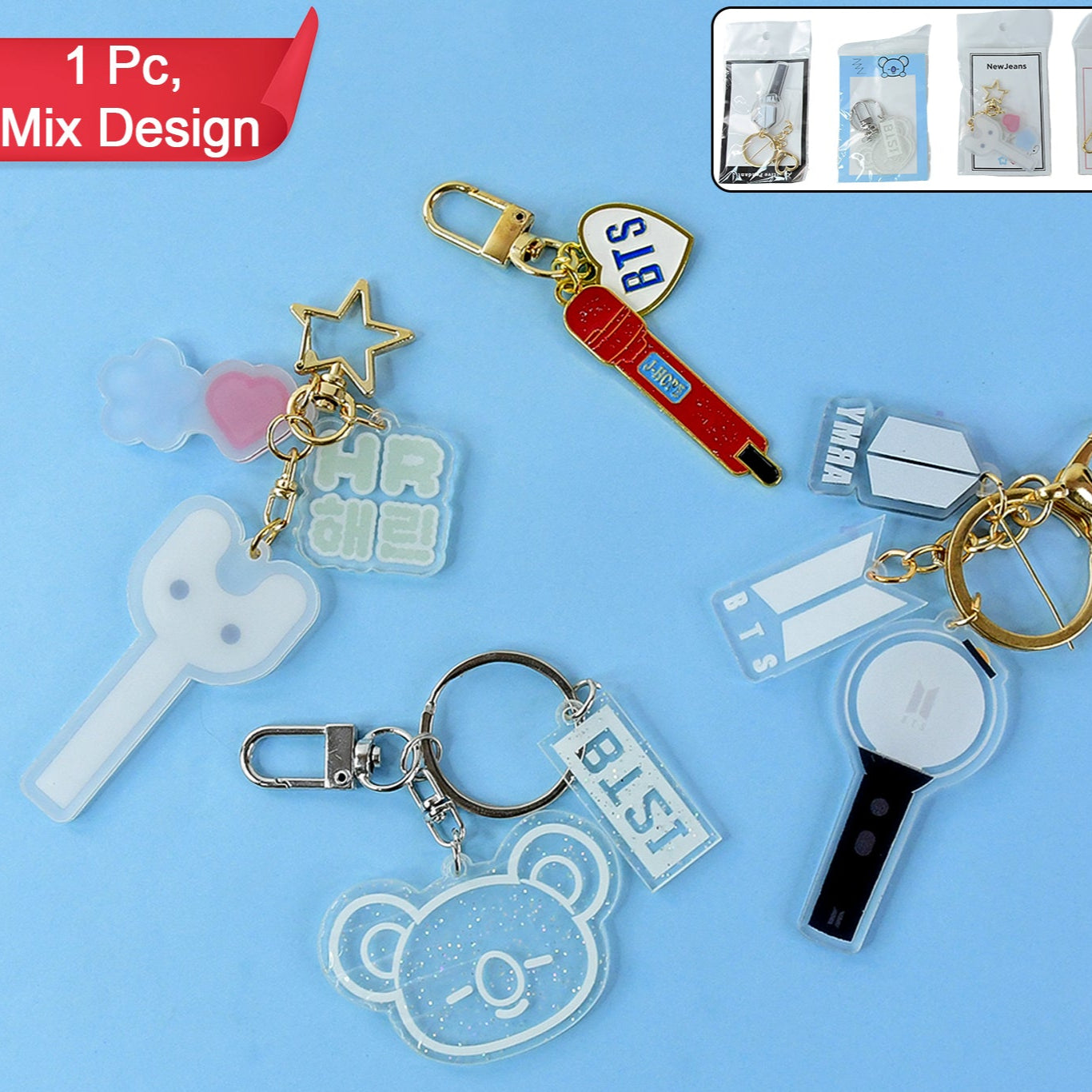 Cute Acrylic And Metal Keychains (1 Pc Mix Design) - Happy Price - Image 1
