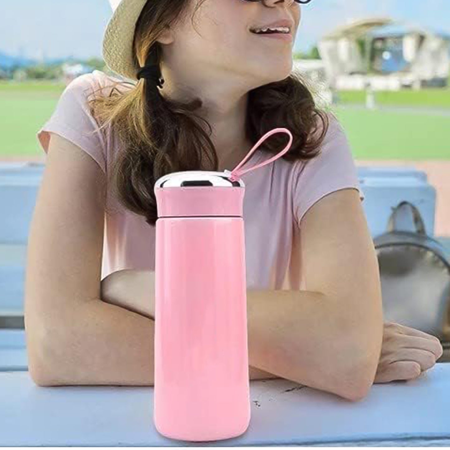 400ml Glass Water Bottle - Leak Proof, Pink, Ideal for Gym & Kids - Happy Price - Image 5