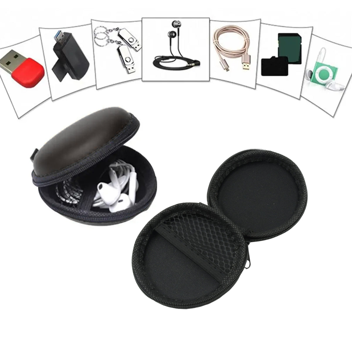 Earphone Carrying Cute Case Round Pocket Pouch For Headphone Data Cable Coins Airpods Pendrive Earphone Case Organizer Perfect Return Gift (Mix Design 1 Pc) - Happy Price - Image 6