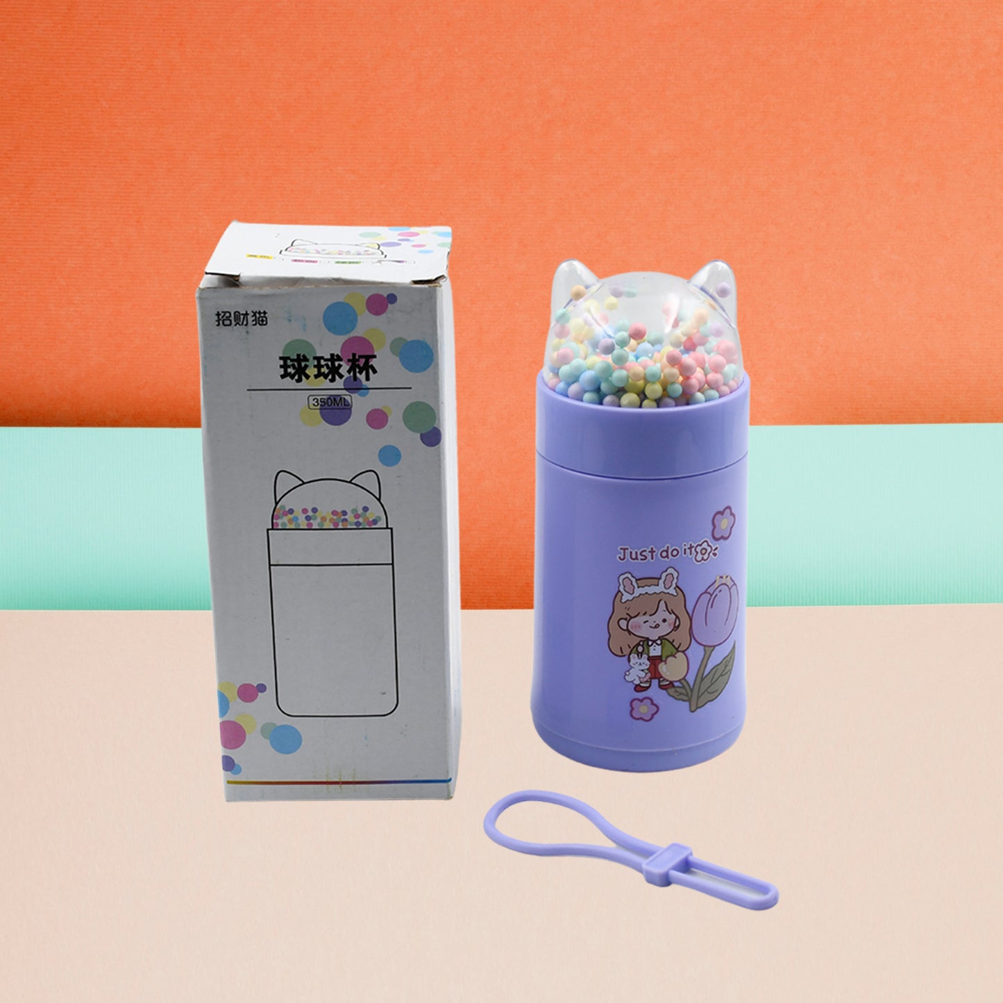 Girl Glass Water Bottle For School With Kid Sparkle Strap Cat Lid Sequins Glitter Glass Cup Birthday Gift Children 350ml (Moq - 80 Pc) - Happy Price - Image 6