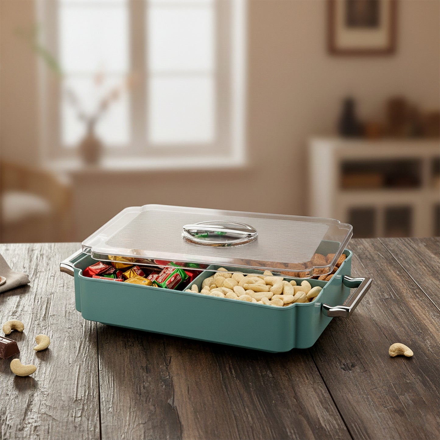 4 Section Plastic Organizer Box with Lid - 1 Pc - Happy Price - Image 3