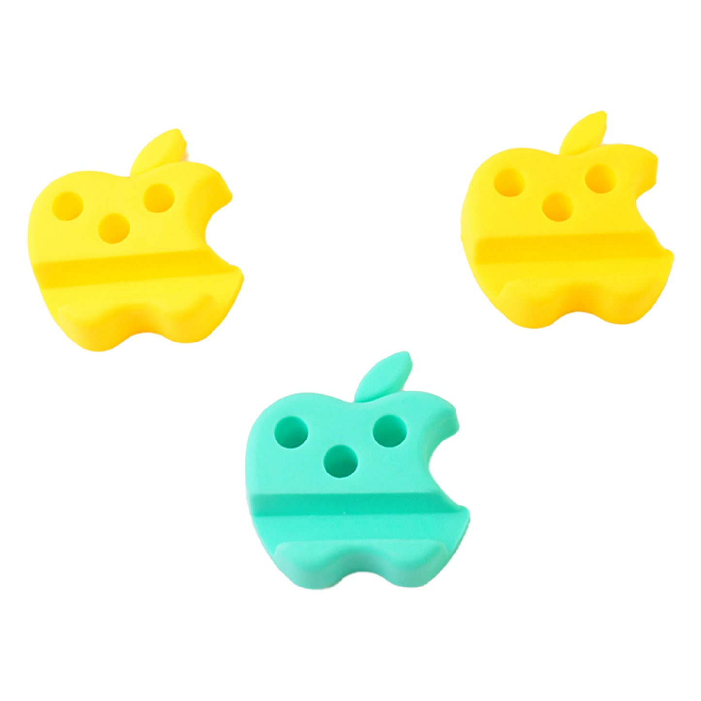Multi-functional Apple-shaped Plastic Mobile Stand With Pen Holder (3 Pc Mix Color) - Happy Price - Image 2