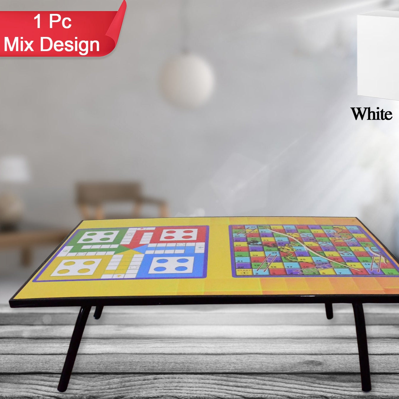 Foldable Multipurpose Mix Design Games Table Board Bed Study Table (48 28 Cm 1 Pc) - Happy Price - Image 1